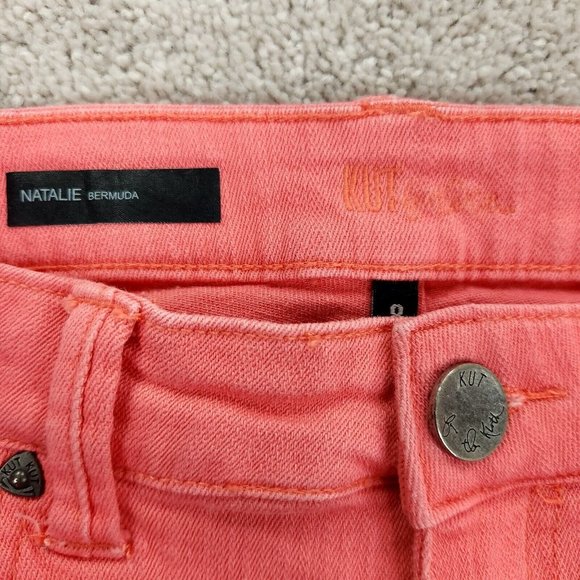Kut From The Kloth Denim Shorts Women's 8 Pink Stretch Natalie Bermuda Mid Rise - Picture 6 of 11